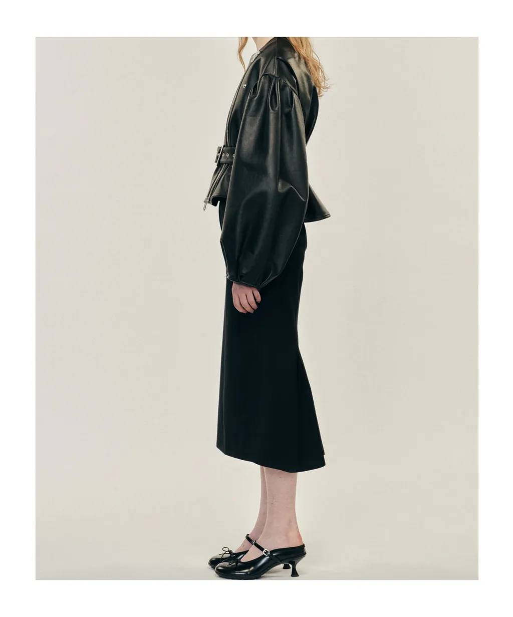 Multi Belt Loop Kick Back Skirt