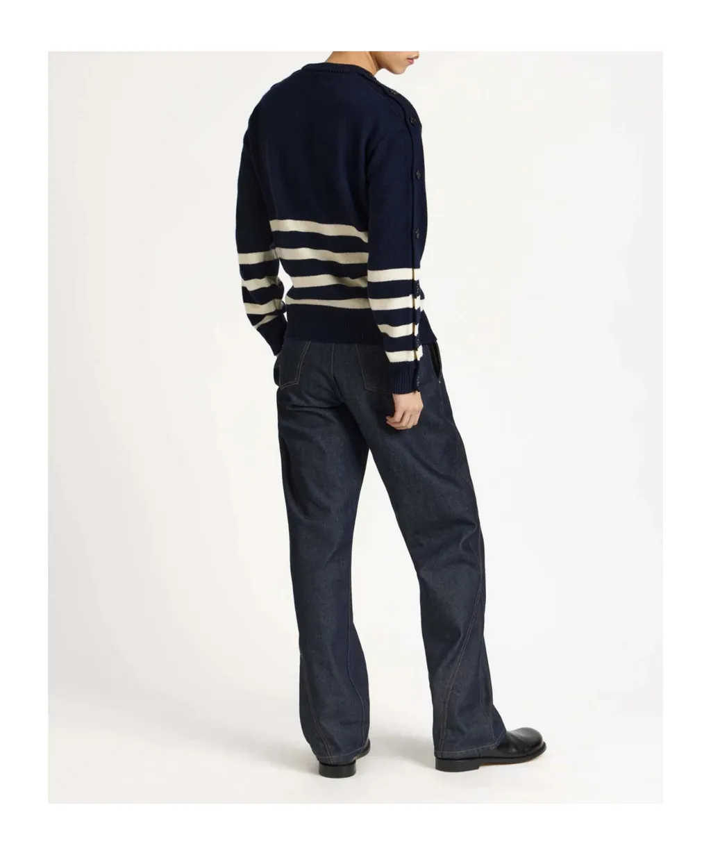 Jw Anderson Stripe Detailed Crewneck Jumper