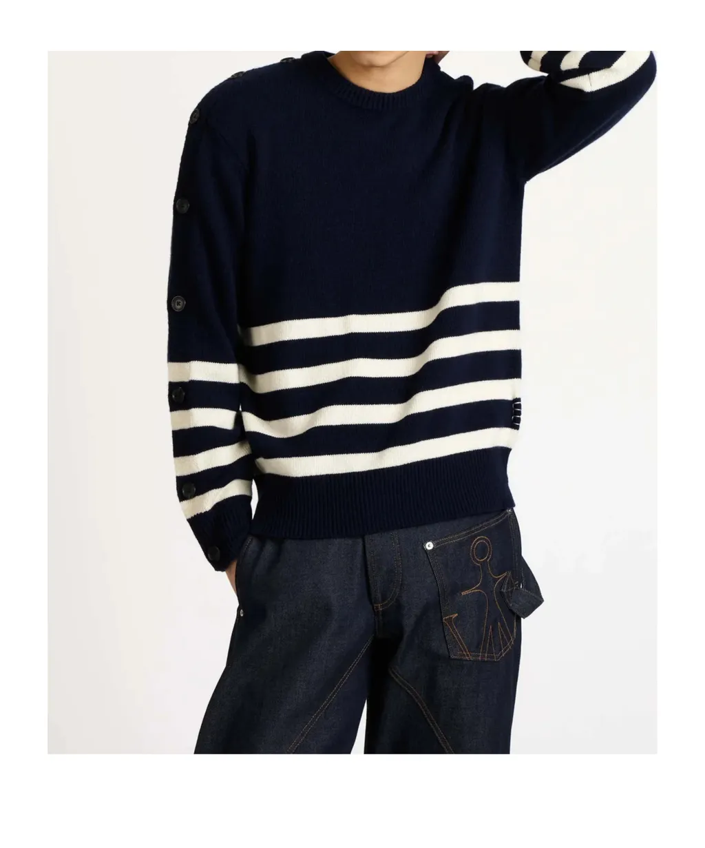 Jw Anderson Stripe Detailed Crewneck Jumper