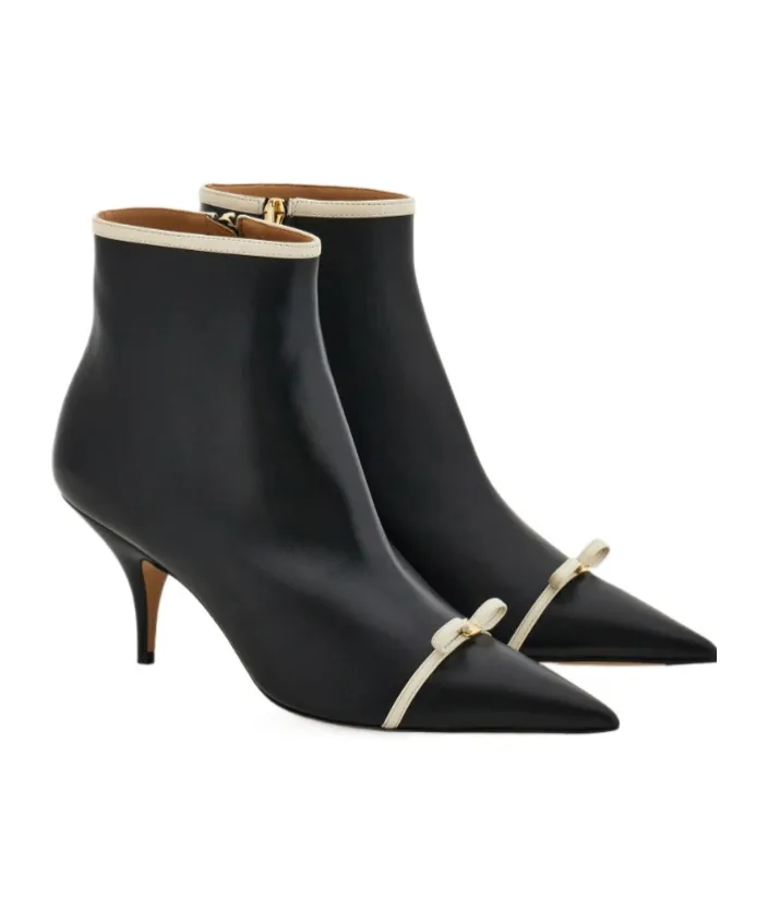 Pointed Ankle Boot With Mini Bow Detail