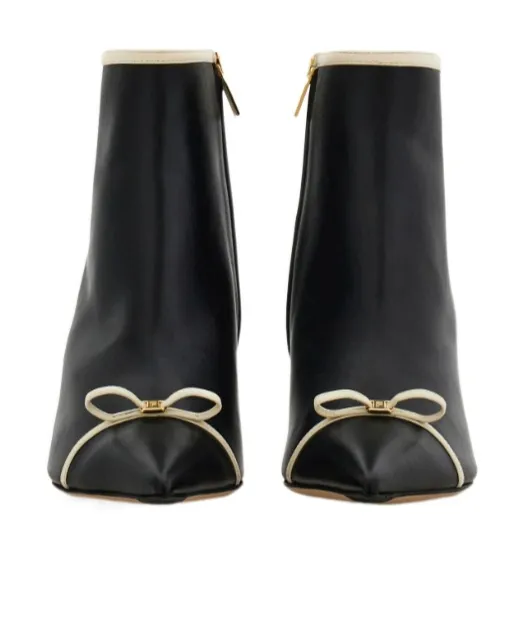 Pointed Ankle Boot With Mini Bow Detail