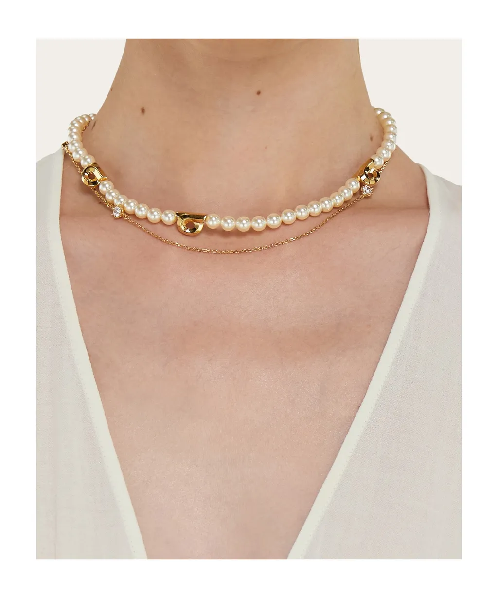 Double Strand Necklace With Pearls