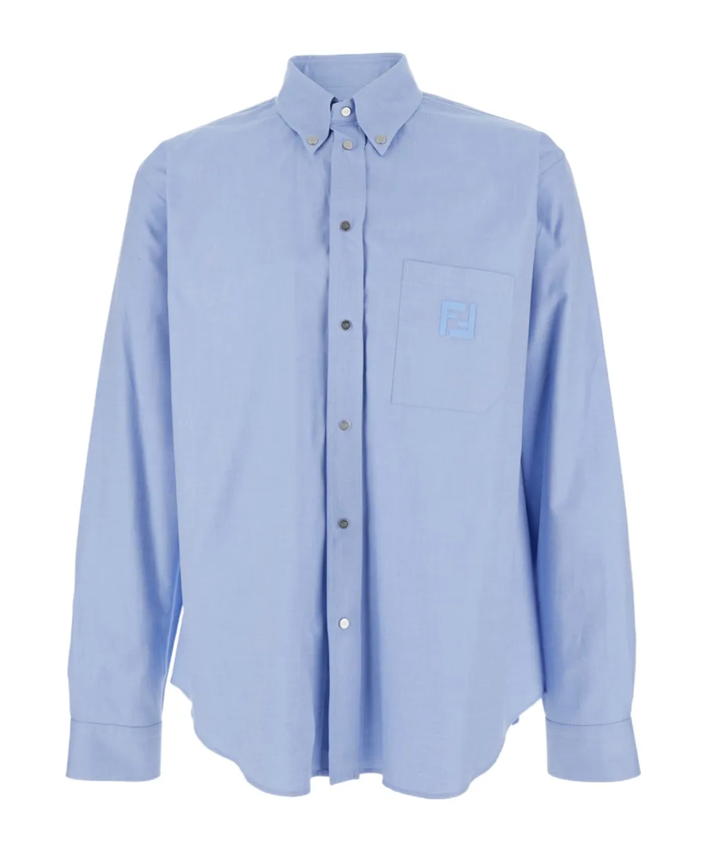 Fendi Logo Embroidered Bown-Down Oxford Shirt
