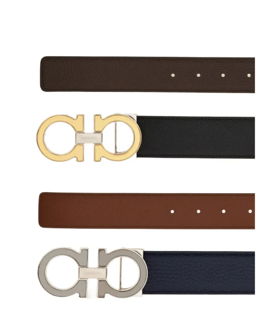 Reversible And Adjustable Gancini Belt With Switch Buckle