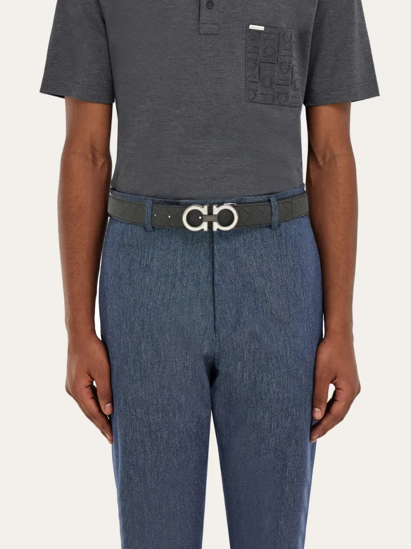 Reversible And Adjustable Gancini Belt With Switch Buckle