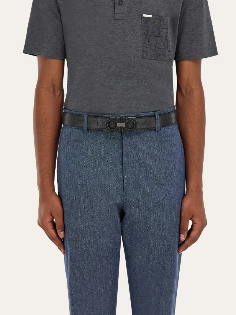 Reversible And Adjustable Gancini Belt With Switch Buckle