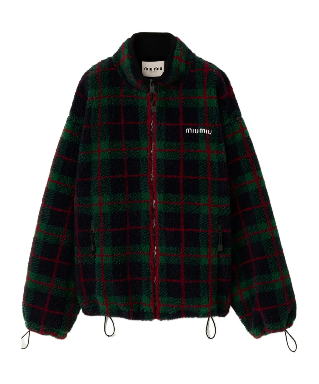 Checked Teddy Zipper Jacket