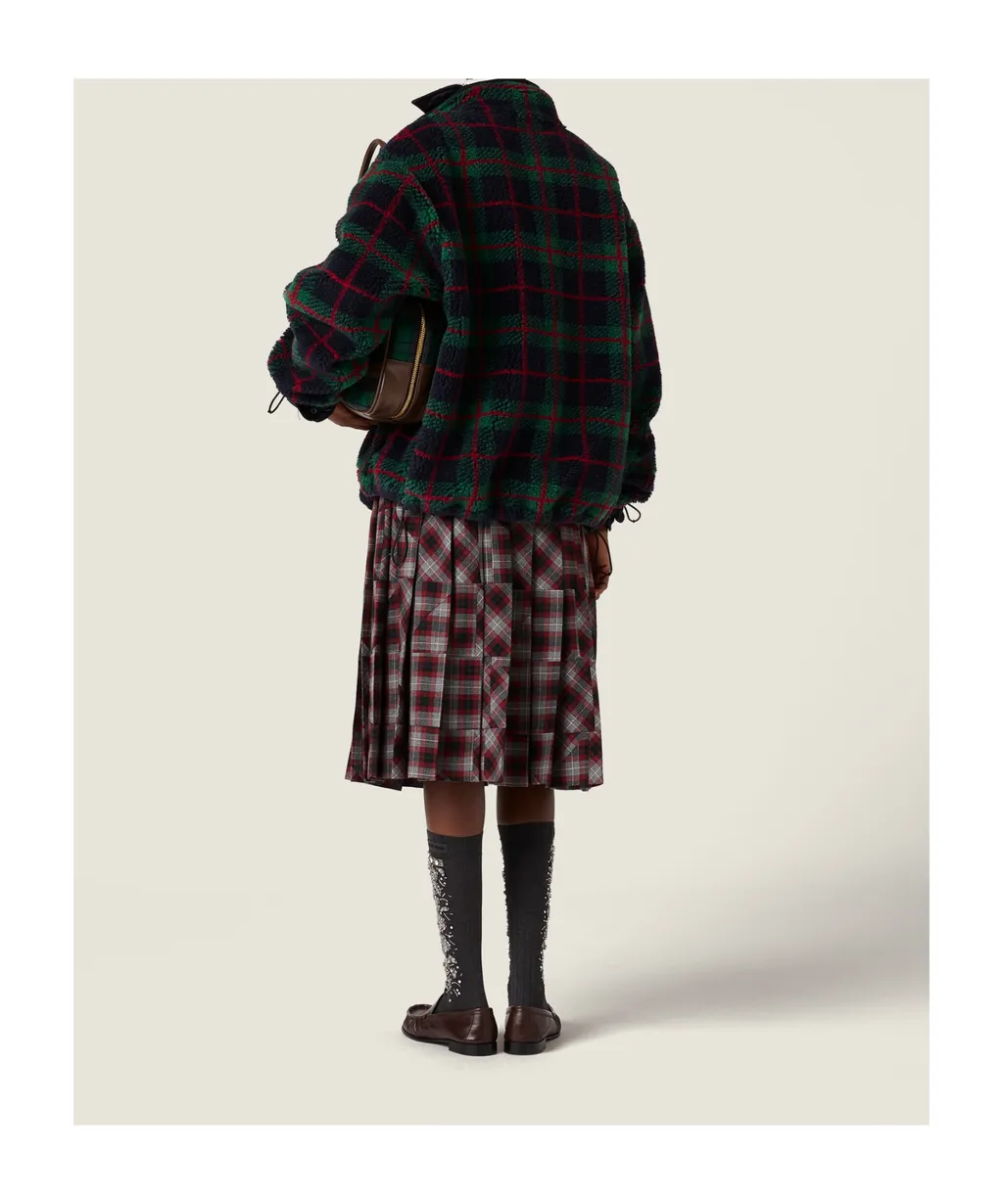 Checked Teddy Zipper Jacket
