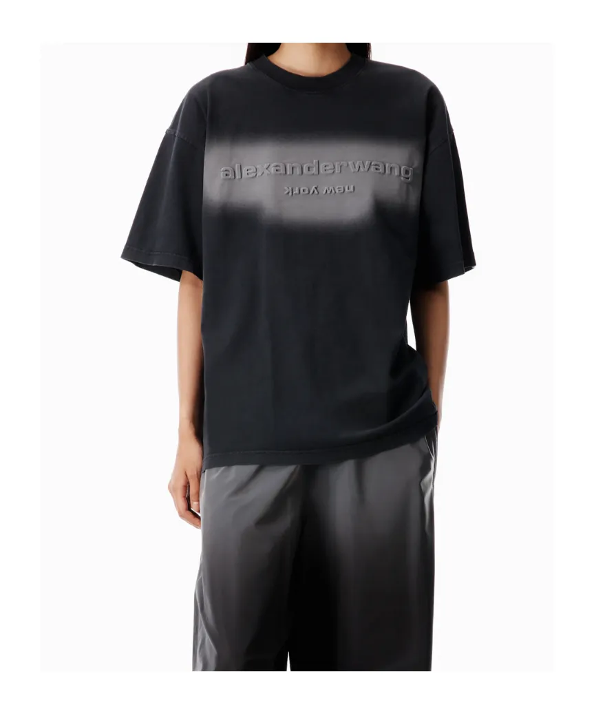 Alexander Wang Oversized Logo Embossed Crewneck T-Shirt