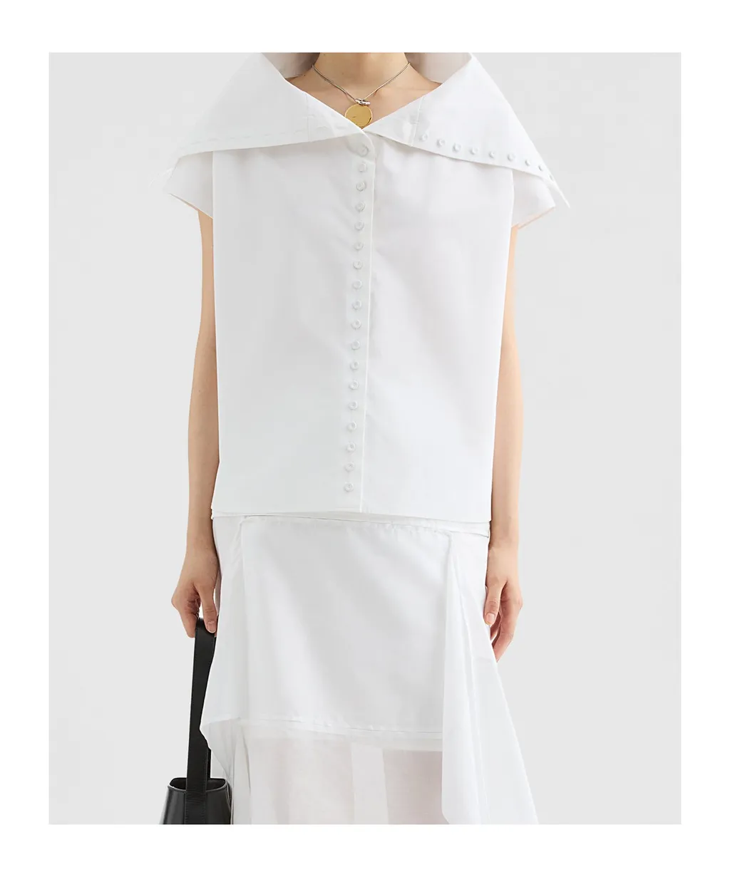 Jil Sander	Sailor-Collar Straight Hem Shirt