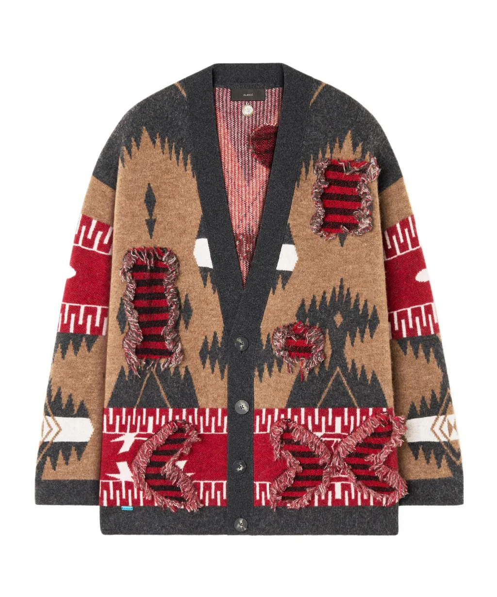 Patterned Fringed Cardigan