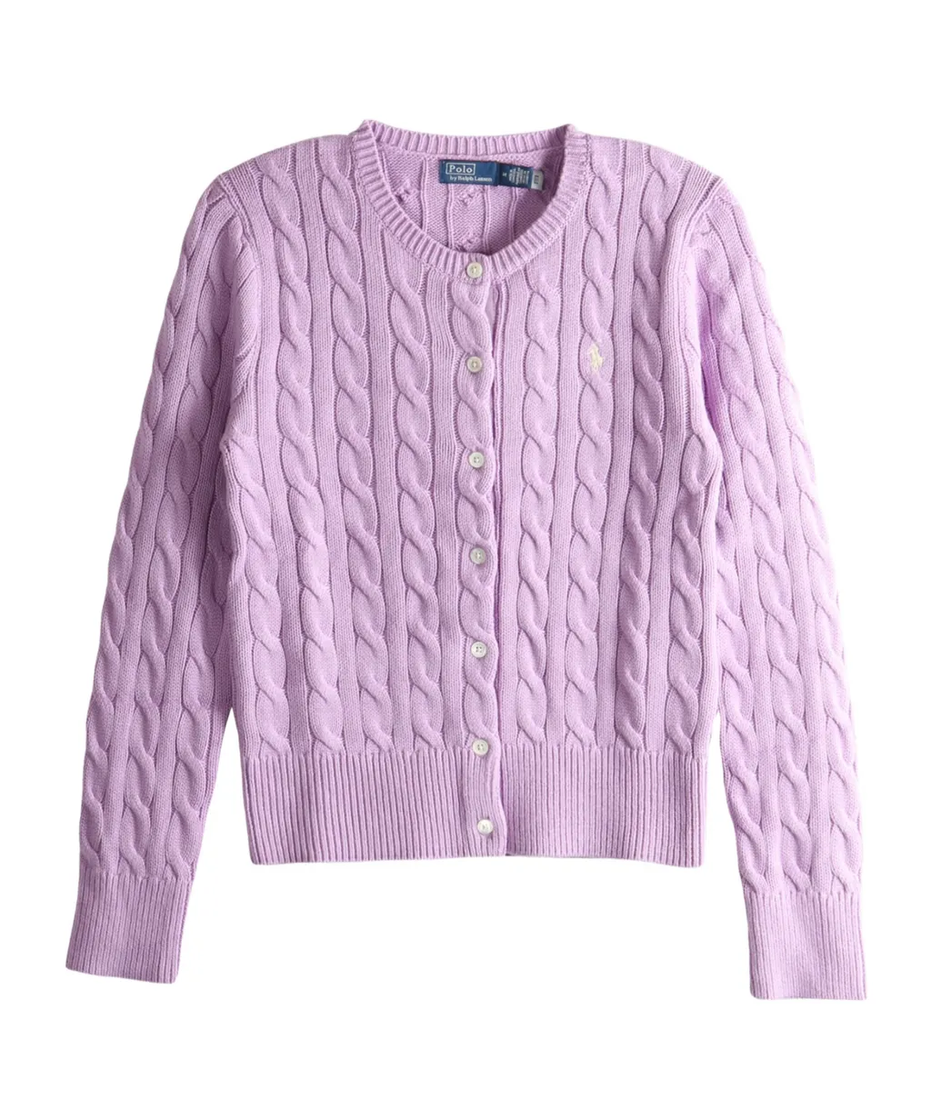 Polo Ralph Lauren Logo Embroidered Cable-Knit Cardigan