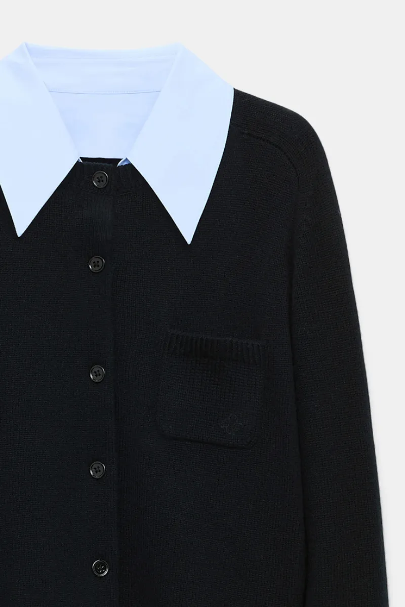 Cardigan With Contrast Collar