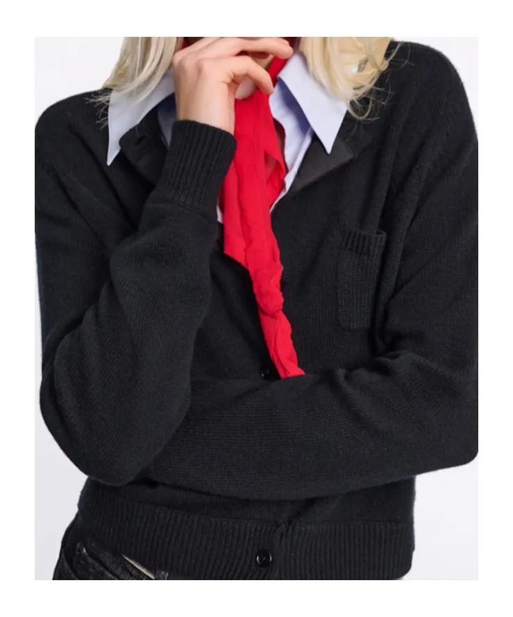 Cardigan With Contrast Collar