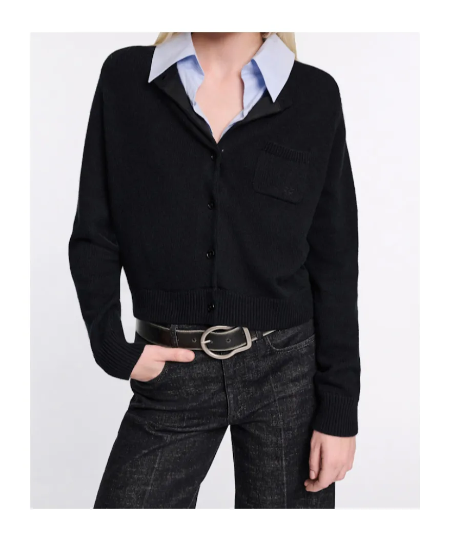 Cardigan With Contrast Collar
