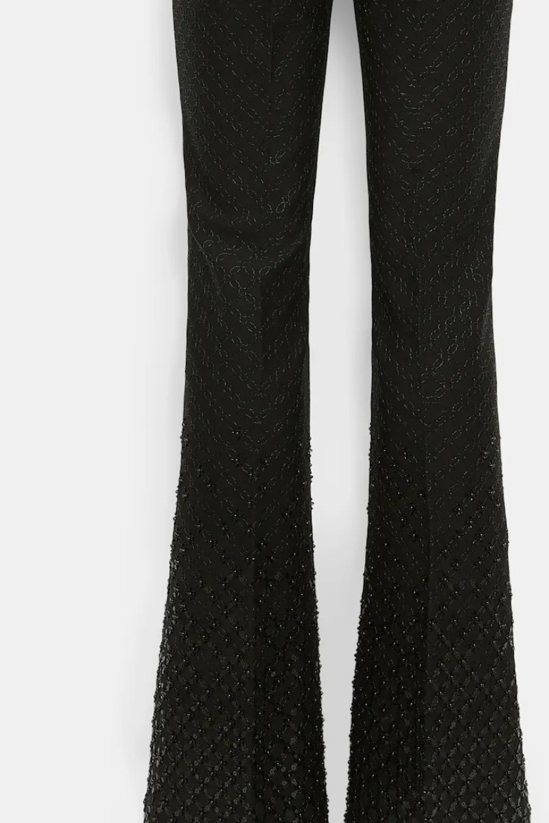 Degrade Sequin Embellished Flares In Punto Milano