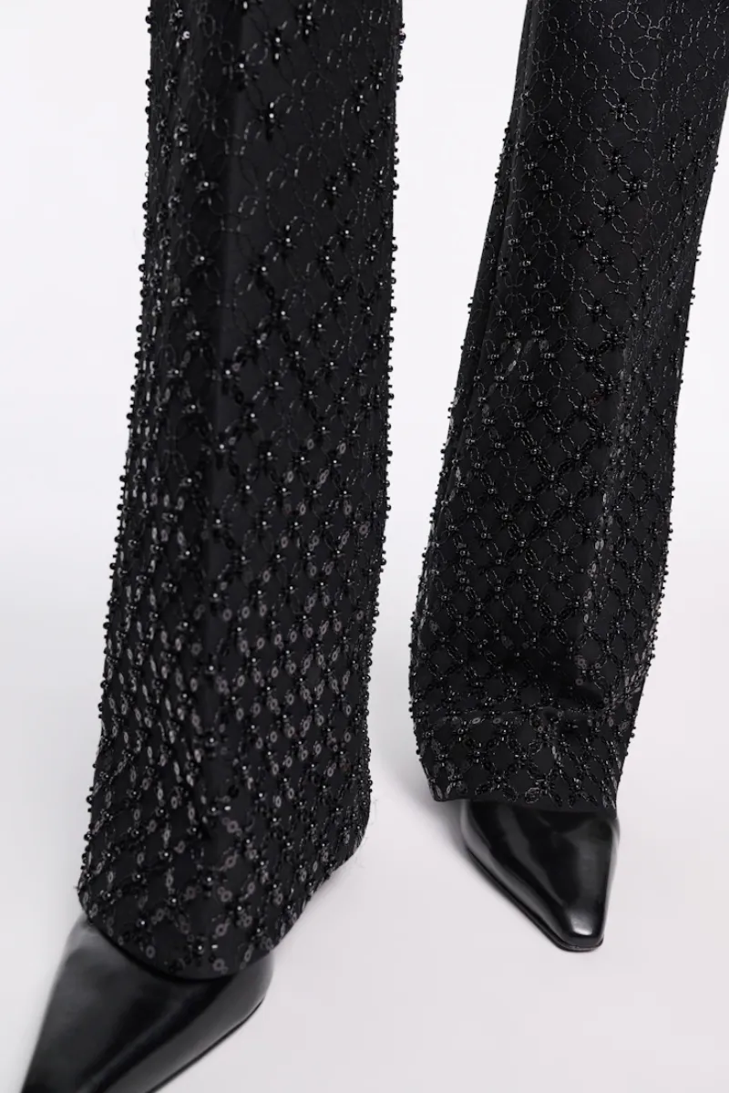 Degrade Sequin Embellished Flares In Punto Milano