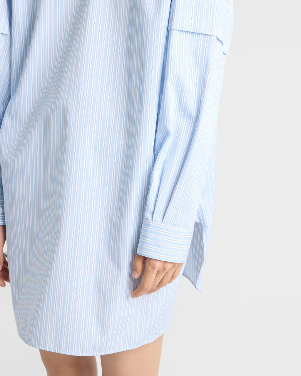 Prada Logo Embroidered Striped Poplin Top