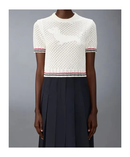 Thom Browne Hector Pointelle Knitted T-Shirt
