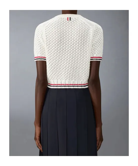 Thom Browne Hector Pointelle Knitted T-Shirt