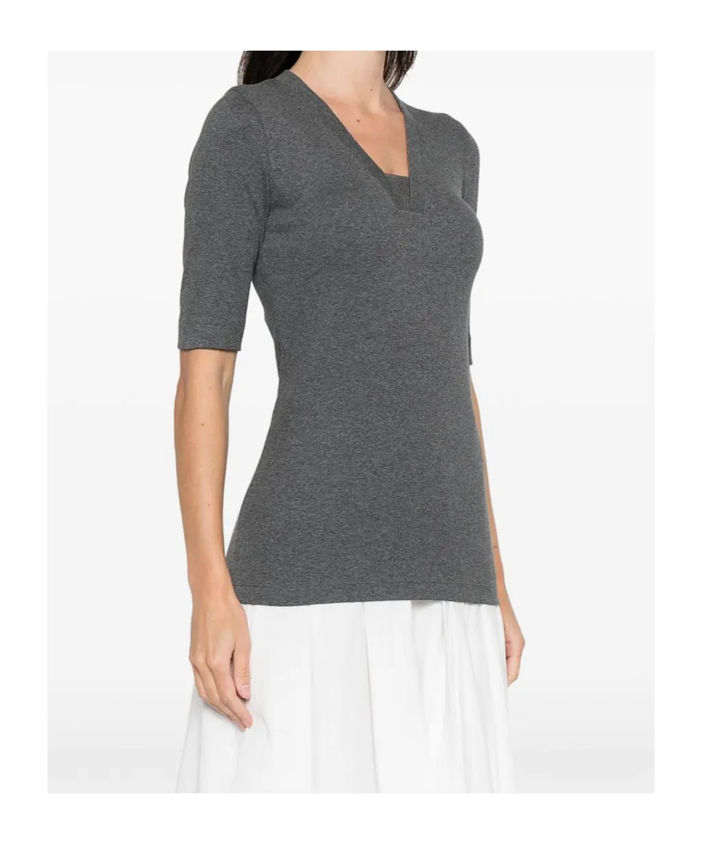 V-Neck Embellished T-Shirt