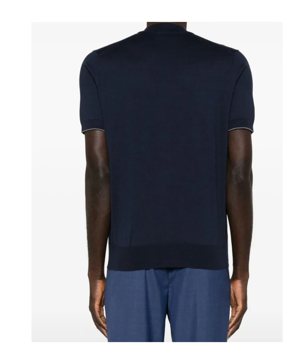 Brunello Cucinelli Mock-Neck Short Sleeved Knitted Jumper