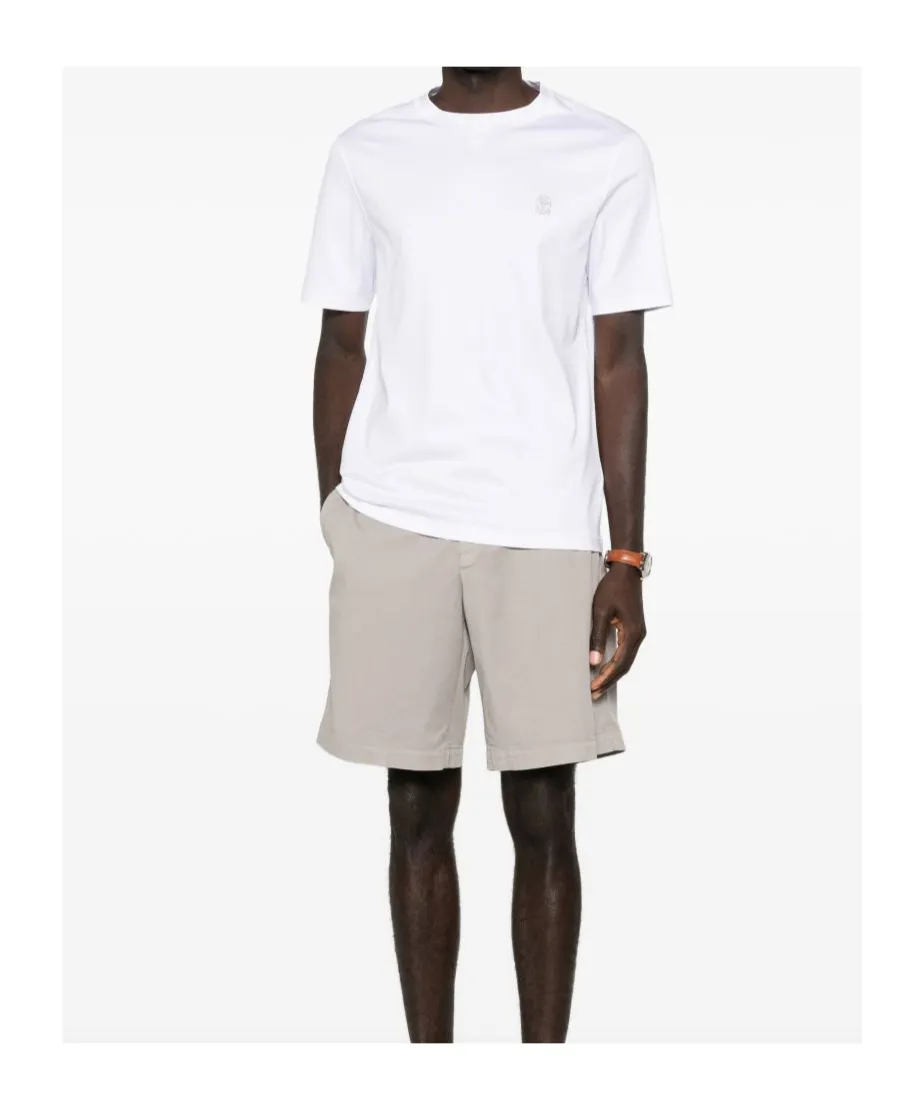 Brunello Cucinelli Logo Embroidered Crewneck T-Shirt