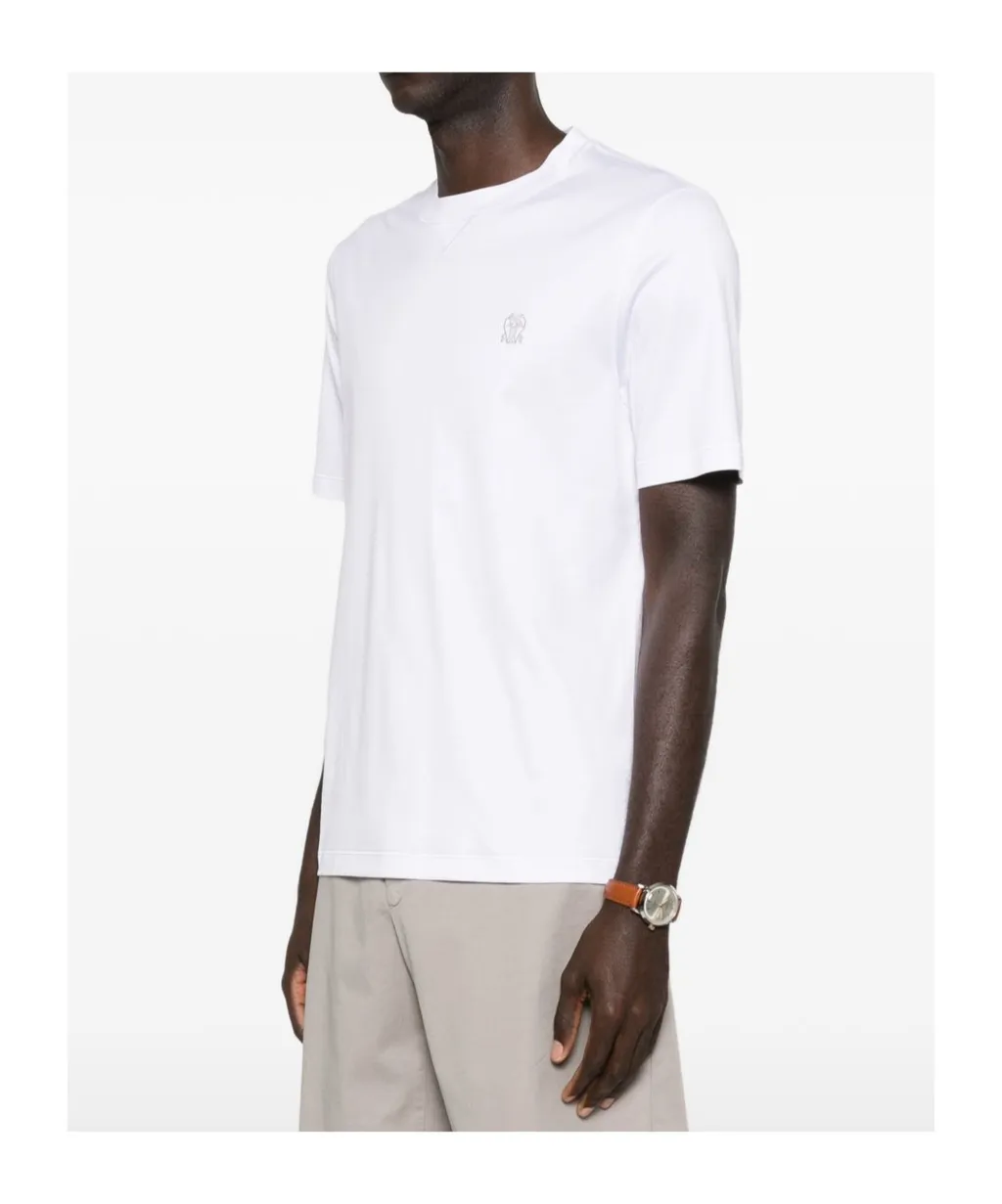 Brunello Cucinelli Logo Embroidered Crewneck T-Shirt