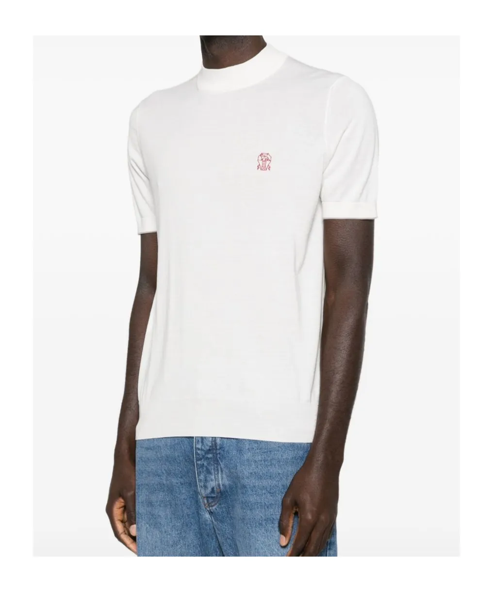 Embroidered-Logo Knitted T-Shirt