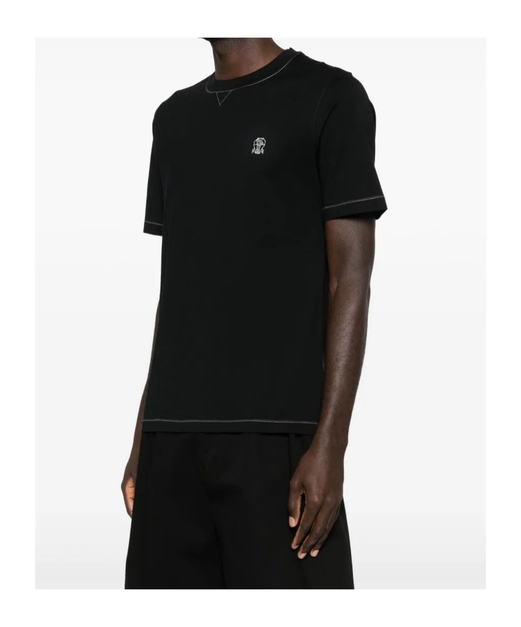 Brunello Cucinelli Logo Embroidered Crewneck T-Shirt