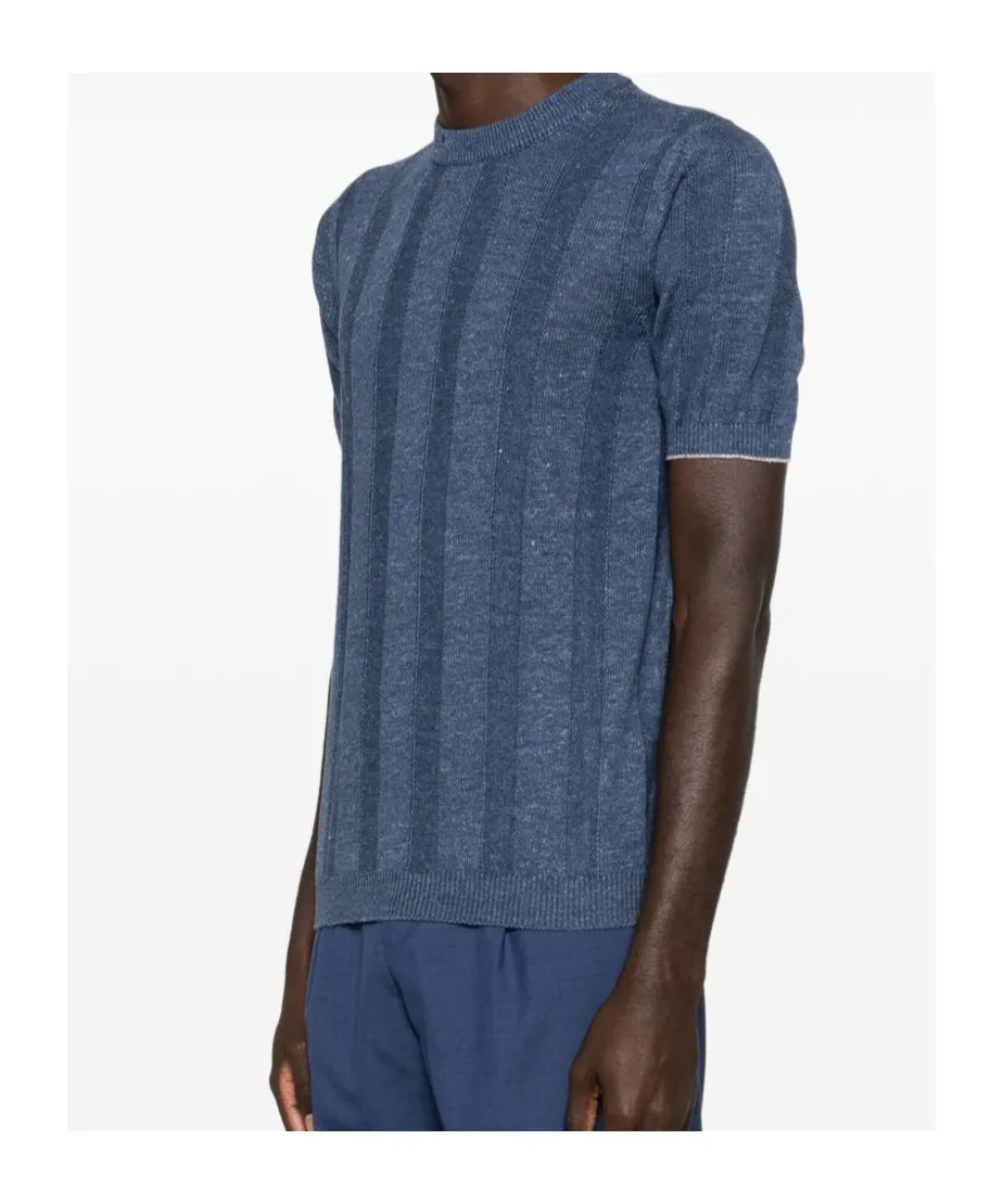 Ribbed Short-Sleeve Knitted T-Shirt