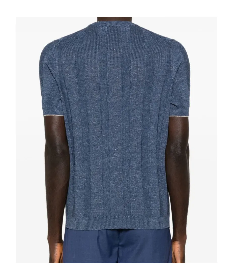 Ribbed Short-Sleeve Knitted T-Shirt