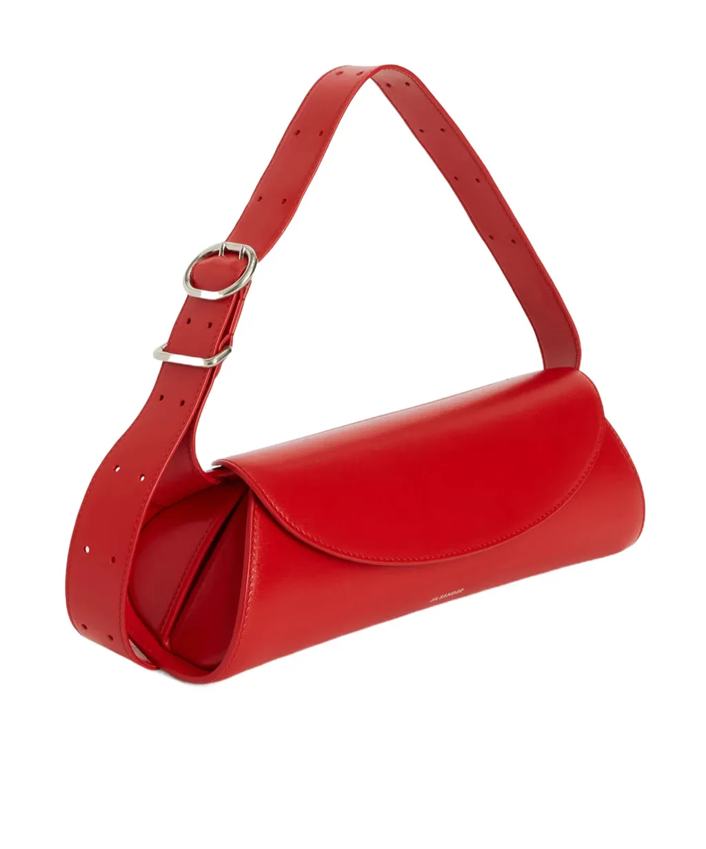 Jil Sander Cannolo Logo Stamped Small Shoulder Bag