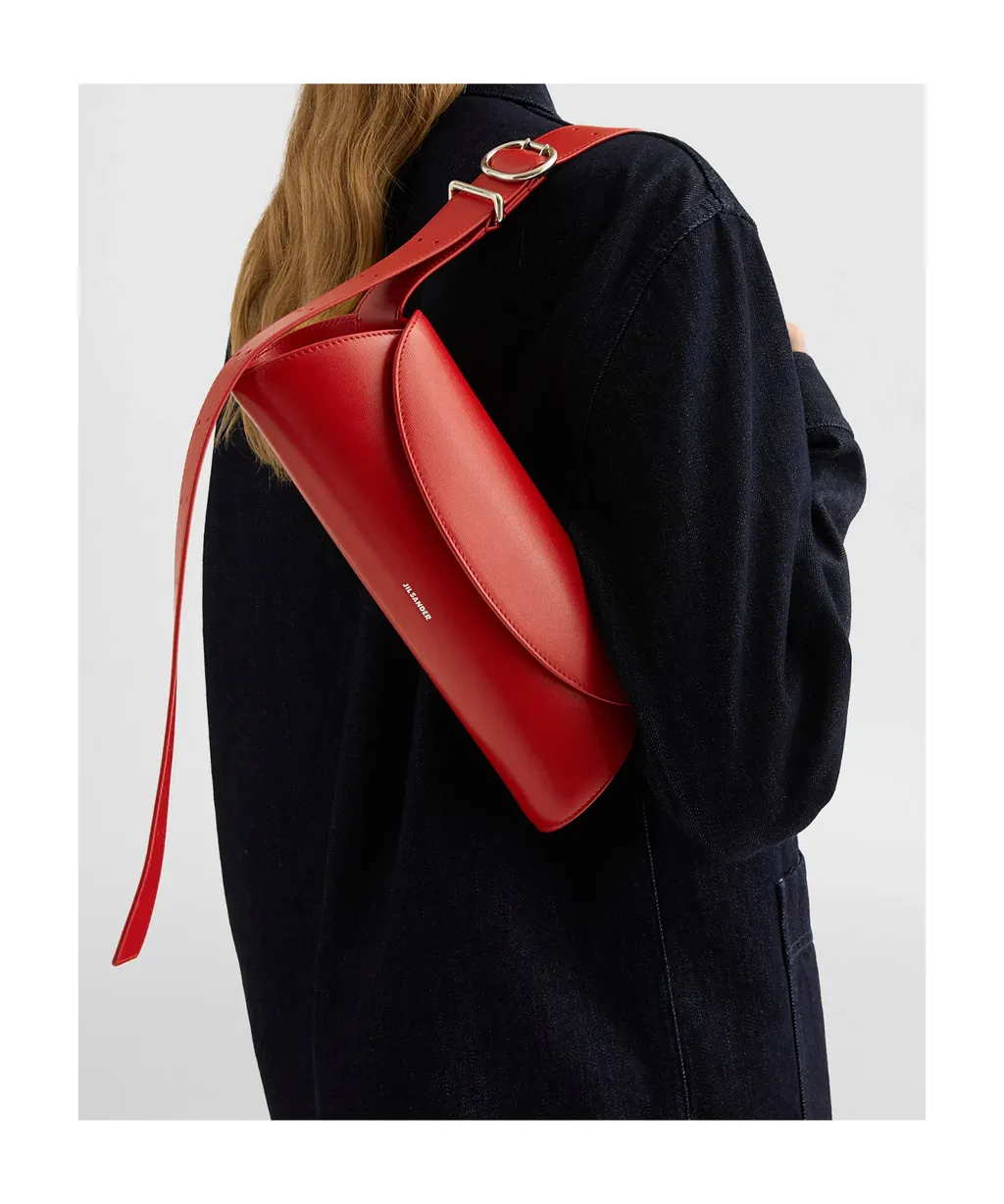 Jil Sander Cannolo Logo Stamped Small Shoulder Bag