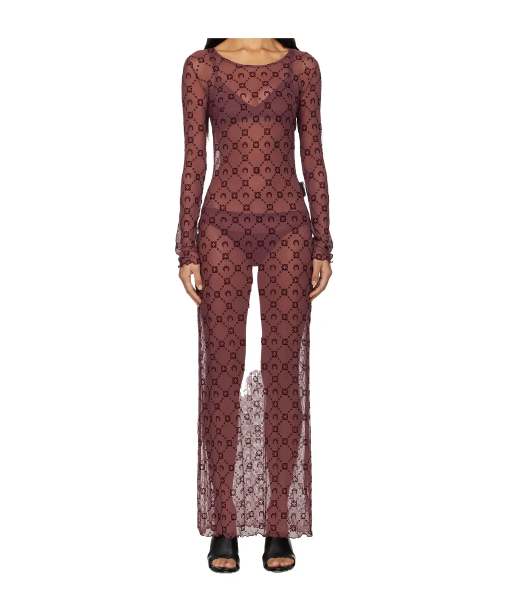 Marine Serre Moonogram Mesh Flock Dress