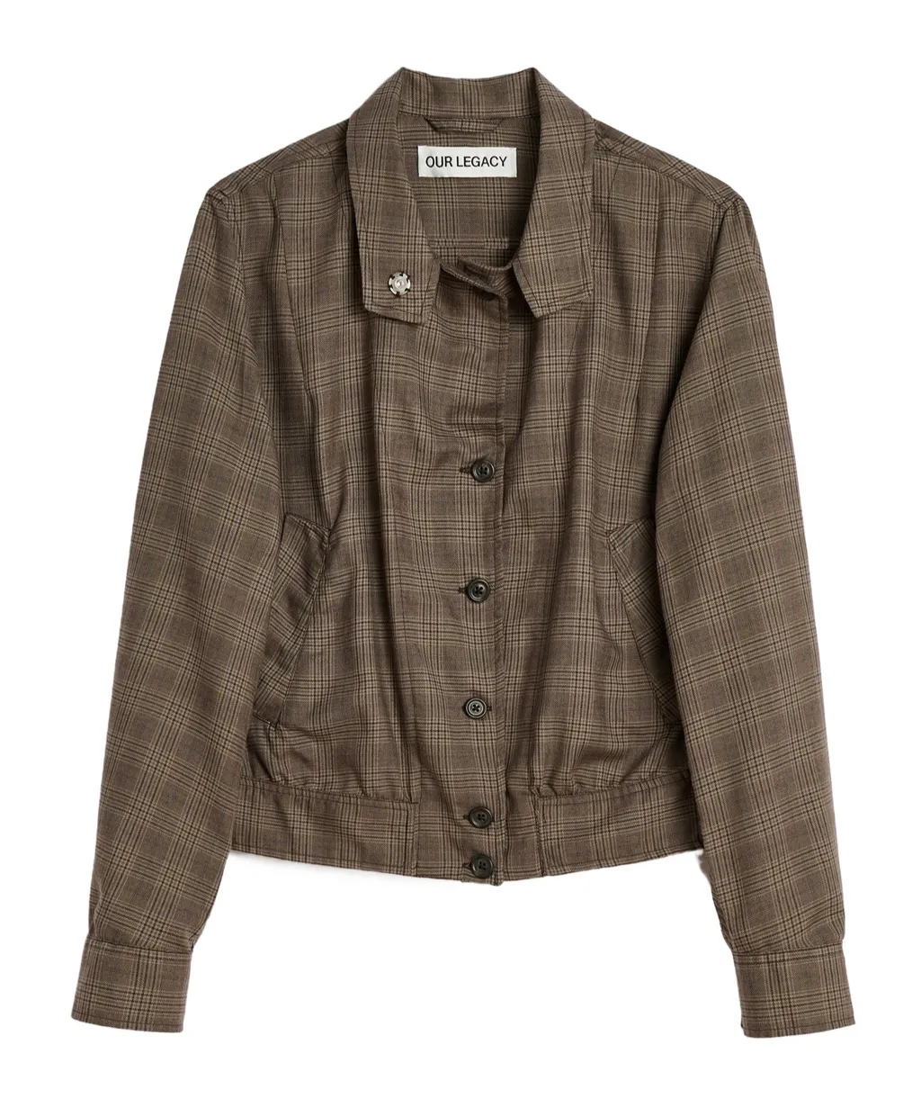 Checked Button-Up Bomber Jacket