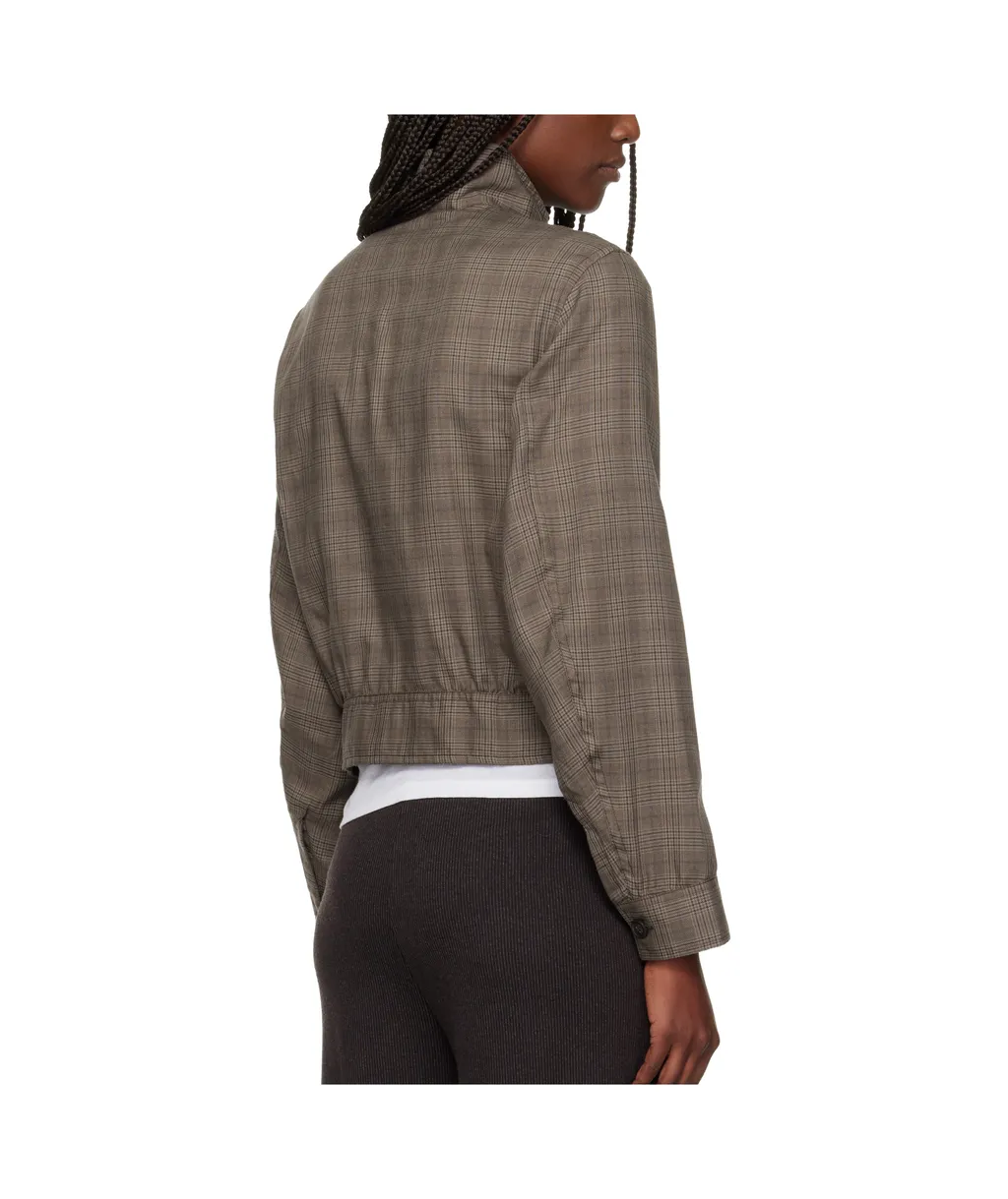 Checked Button-Up Bomber Jacket