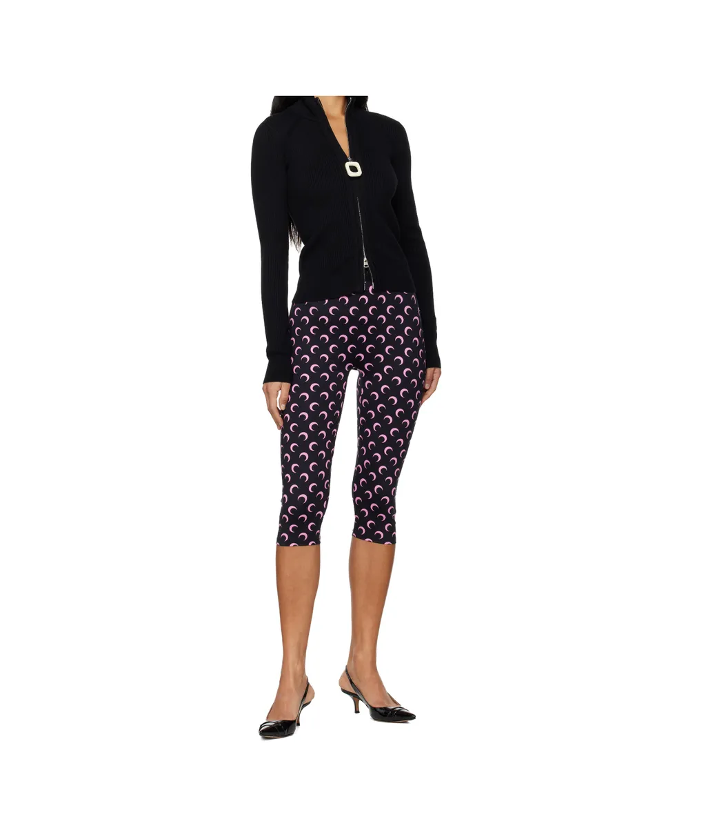 Black Recycled Moon Jersey Capri Leggings