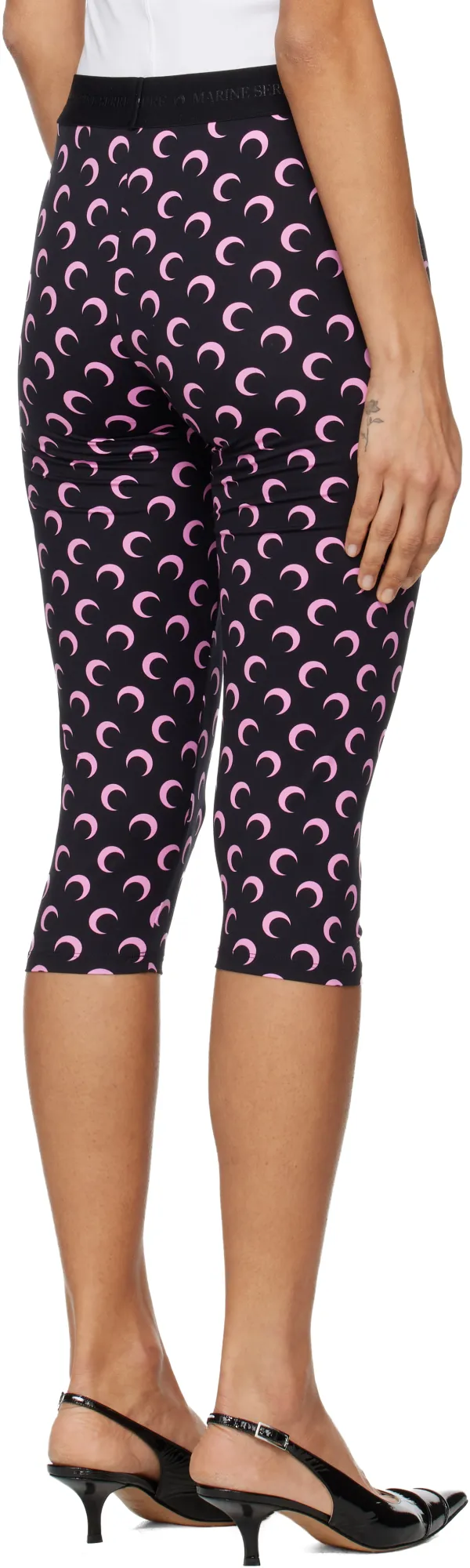 Black Recycled Moon Jersey Capri Leggings
