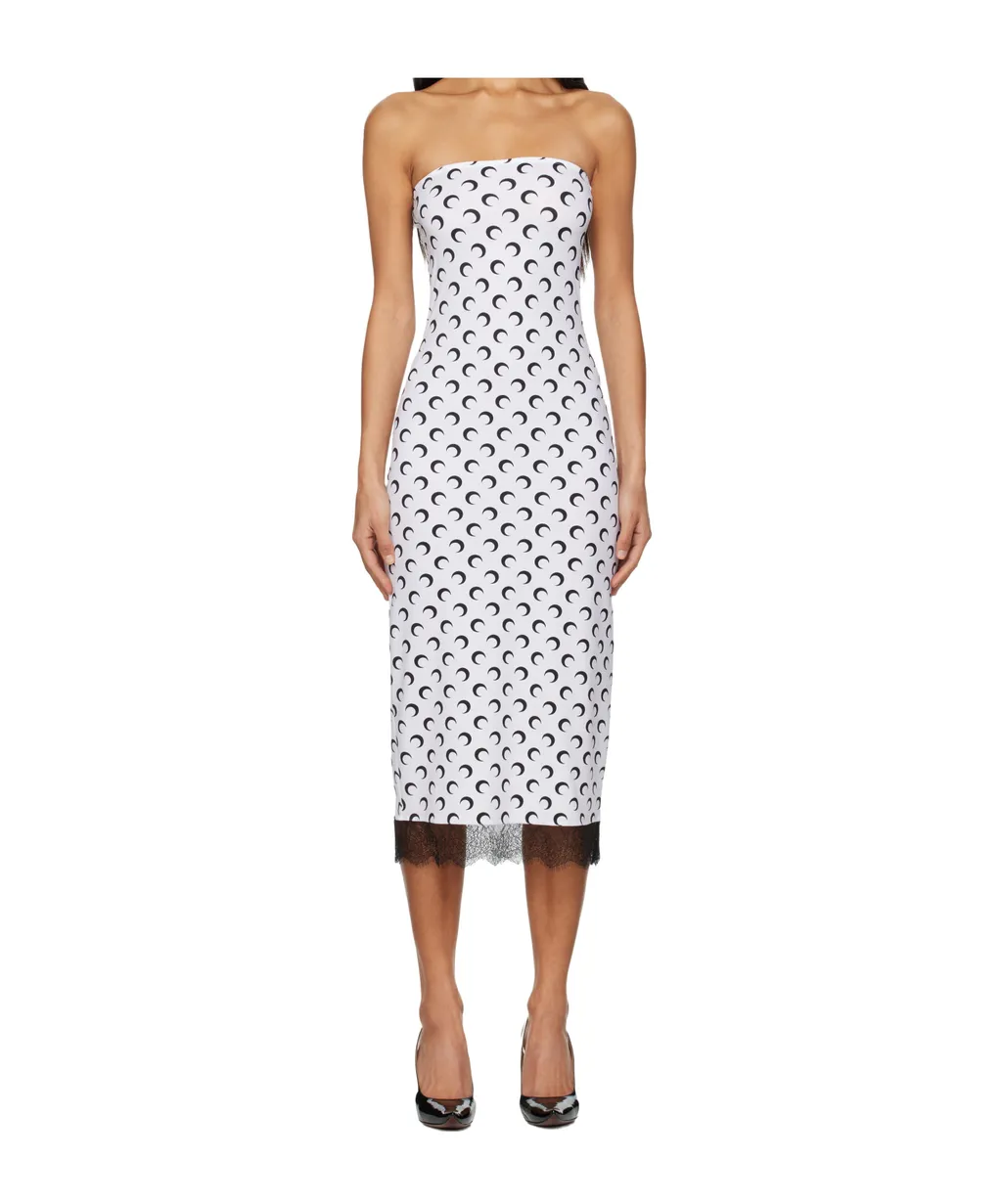 White Recycled Moon Jersey Bustier Midi Dress