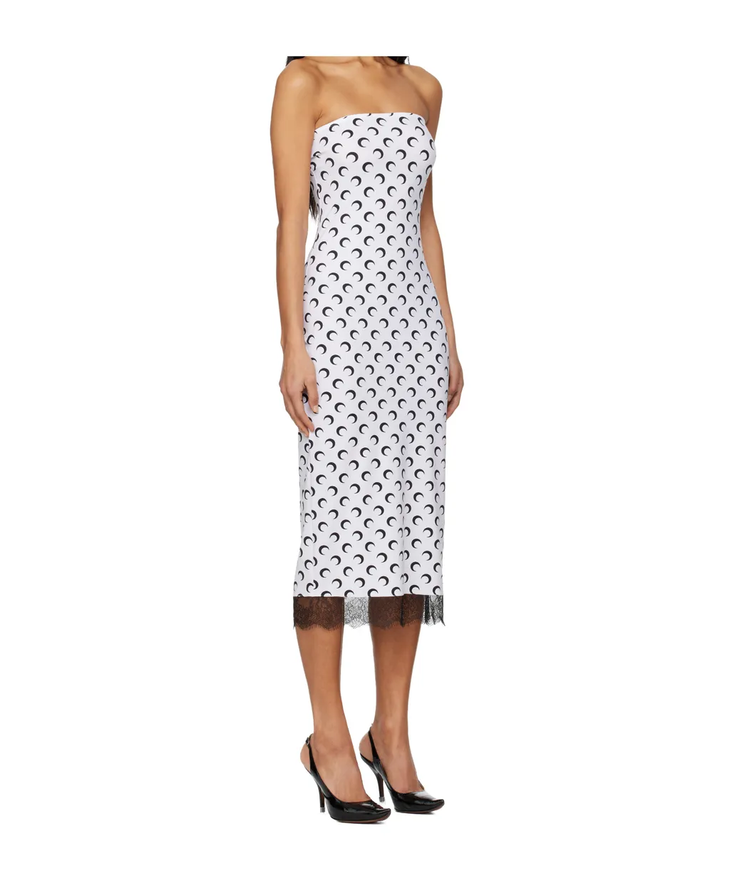 White Recycled Moon Jersey Bustier Midi Dress