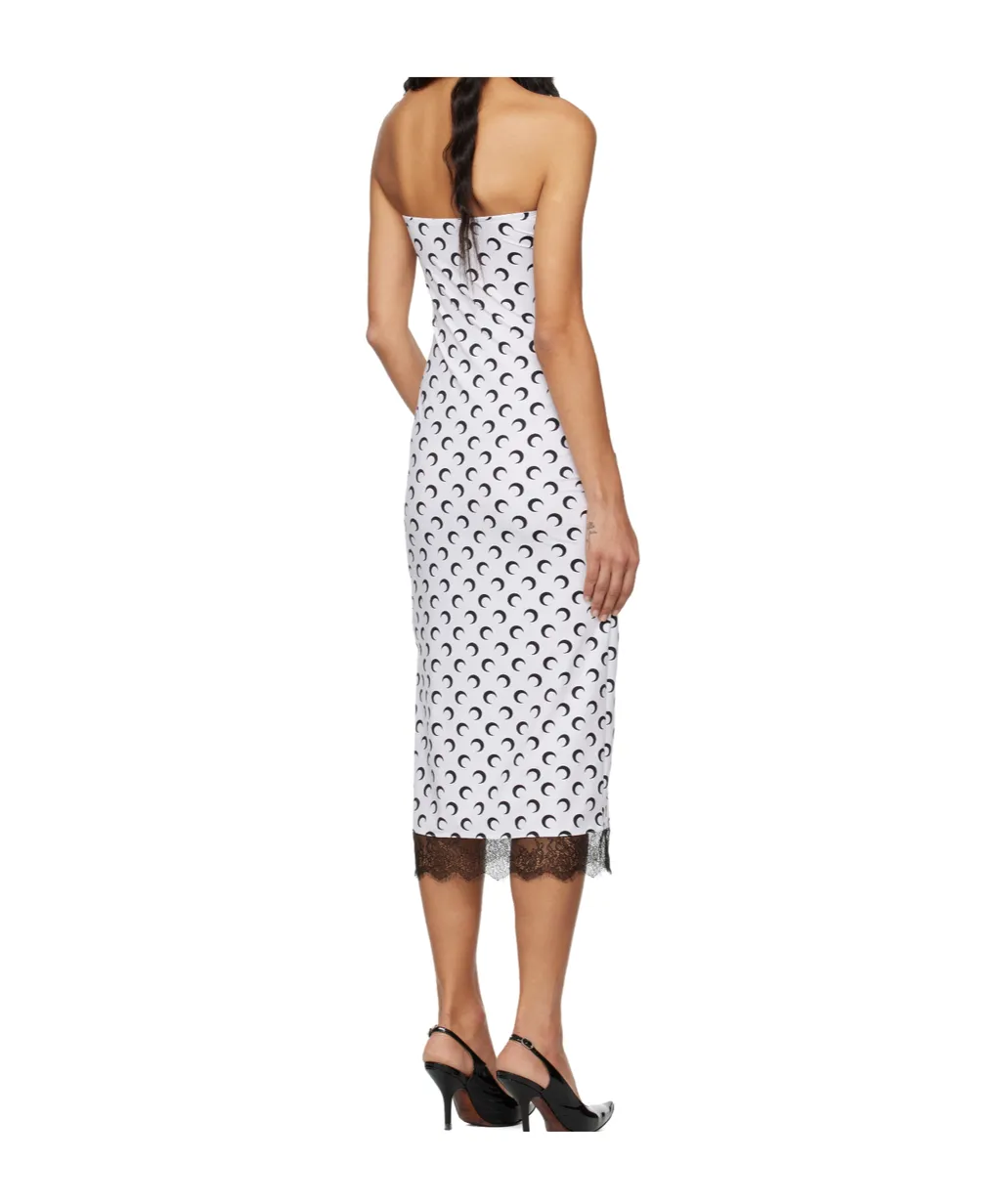 White Recycled Moon Jersey Bustier Midi Dress