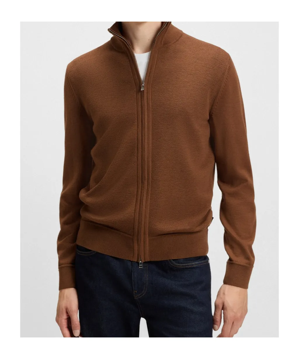 Textured Zip-Up Cardigan