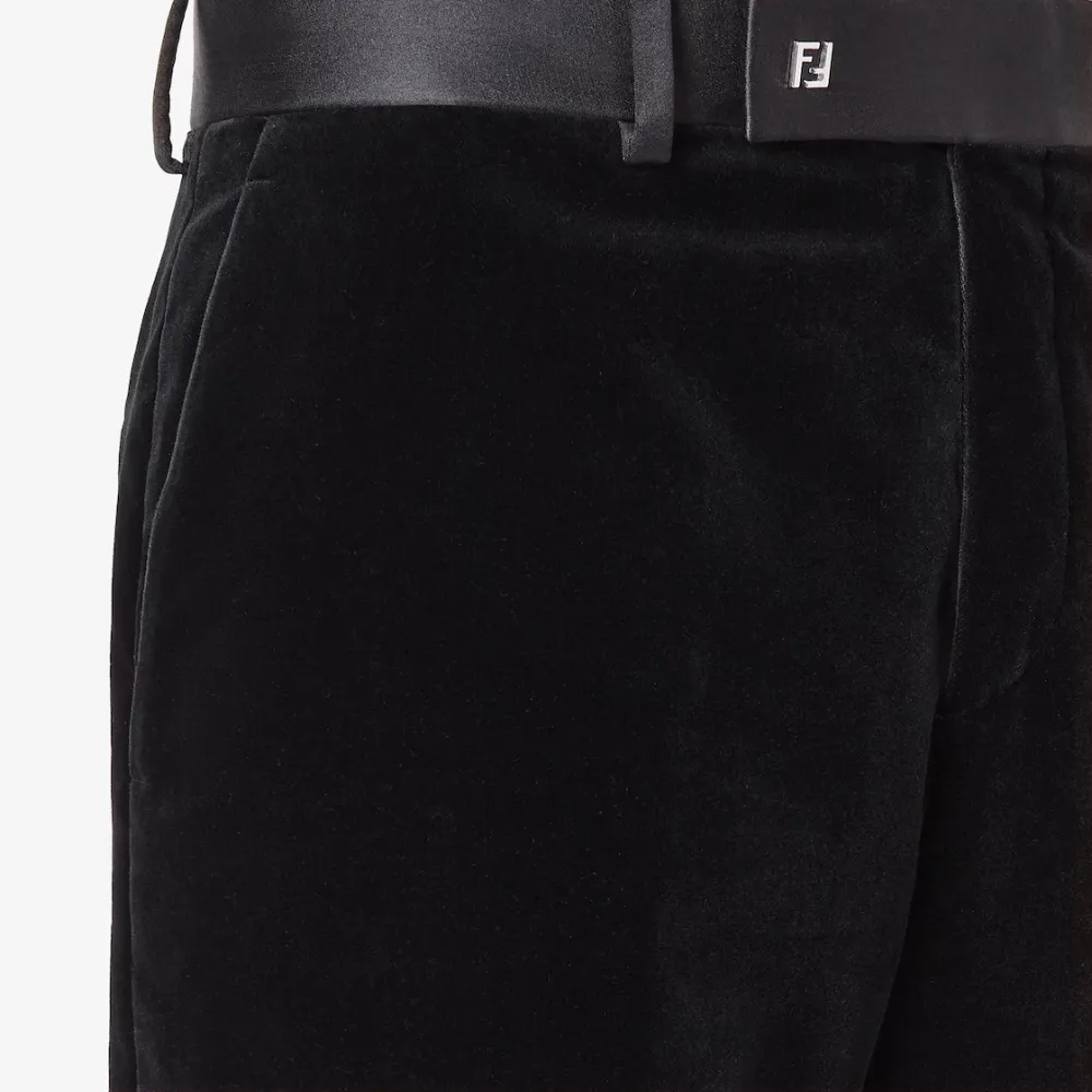 Fendi Satin Waistband Cigarette Velvet Trousers