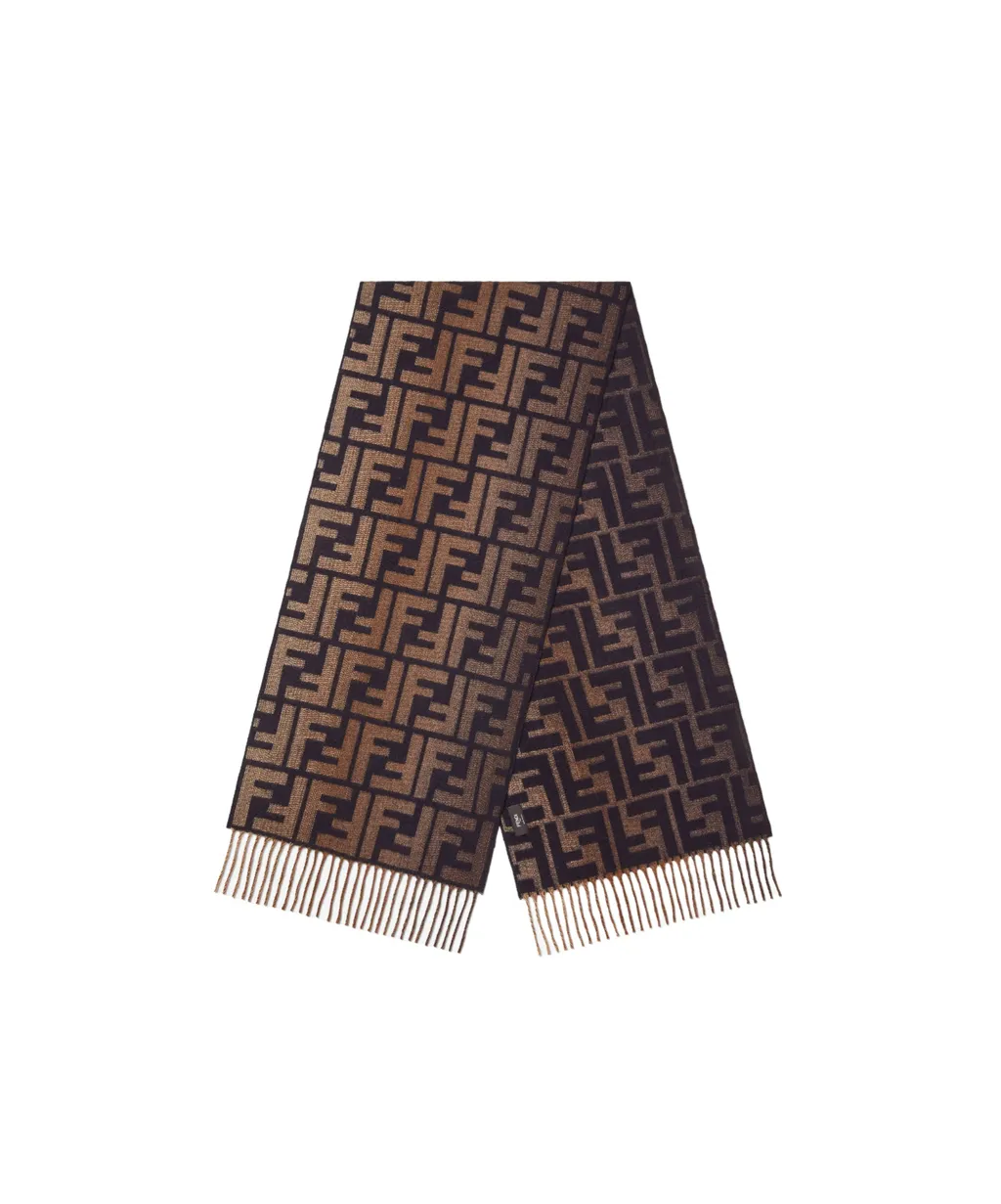 Fendi Ff Jacquard Fringe Detailed Scarf