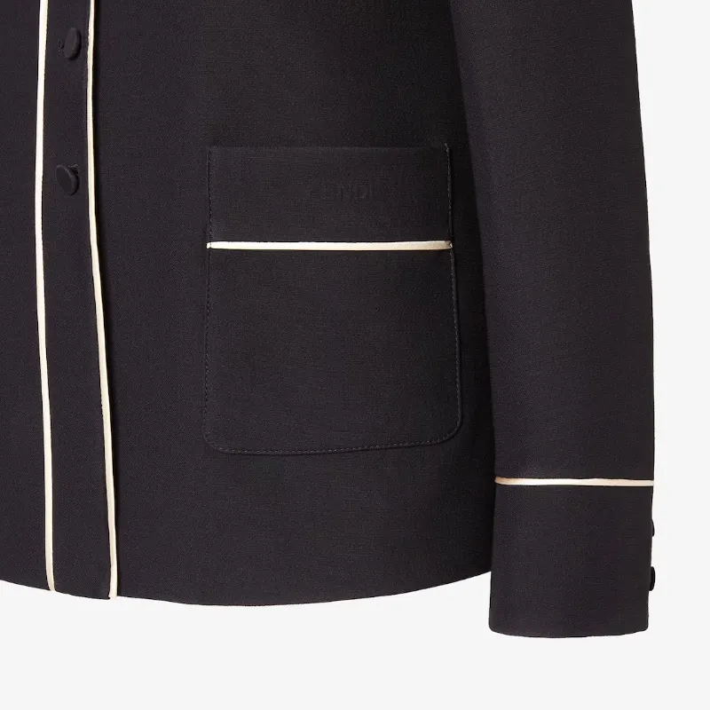 Fendi Long Sleeved Contrasted-Trim Jacket