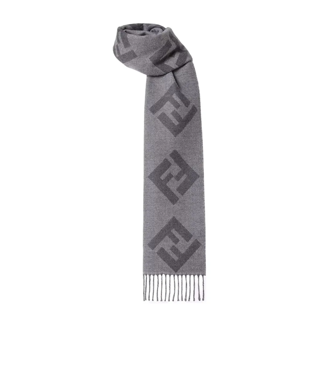 Fendi Ff Jacquard Fringed-Edge Scarf