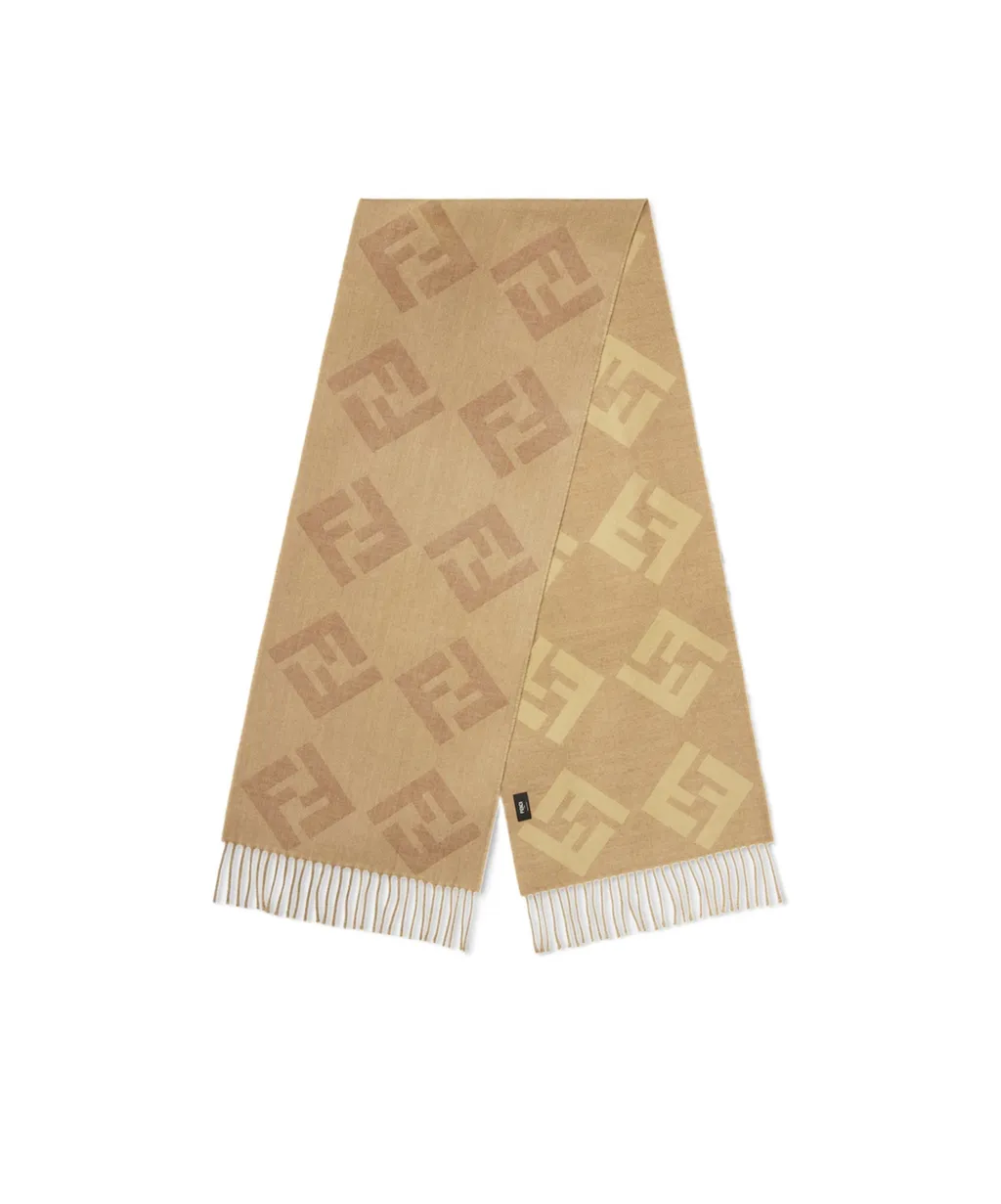 Fendi Ff Jacquard Fringed-Edge Scarf
