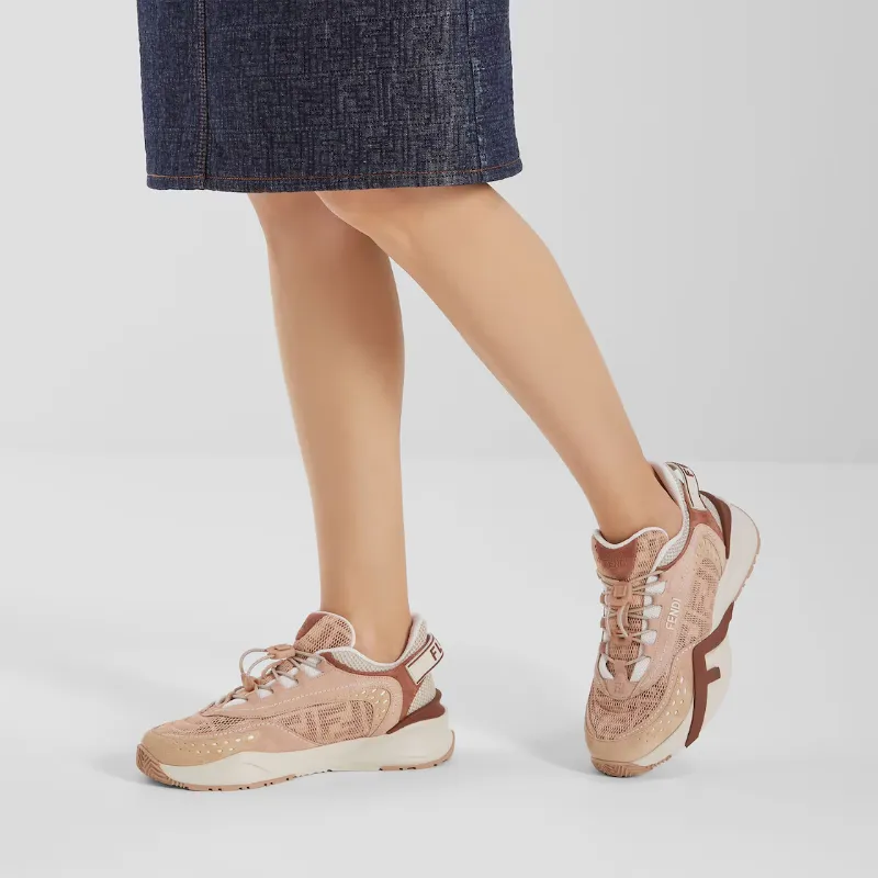 Fendi Flow Pink Mesh And Suede Low-Tops