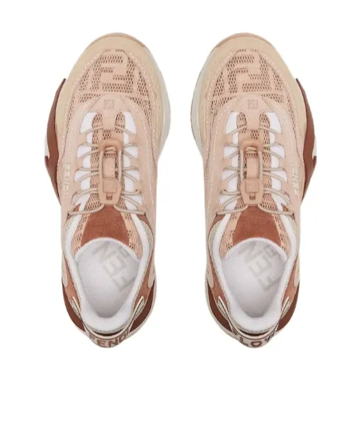 Fendi Flow Pink Mesh And Suede Low-Tops